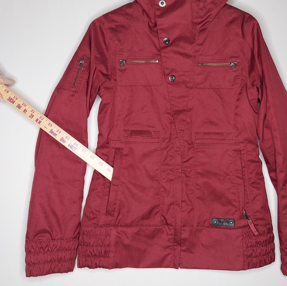 Burton Snowboard Jacket Small DryRide Red Snap Zip Pocket Hooded Water-resistant - Picture 4 of 12